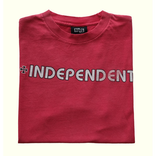 1990s 2000s Y2K VINTAGE INDEPENDENT SKATE FADED RED T SHIRT : SZ L