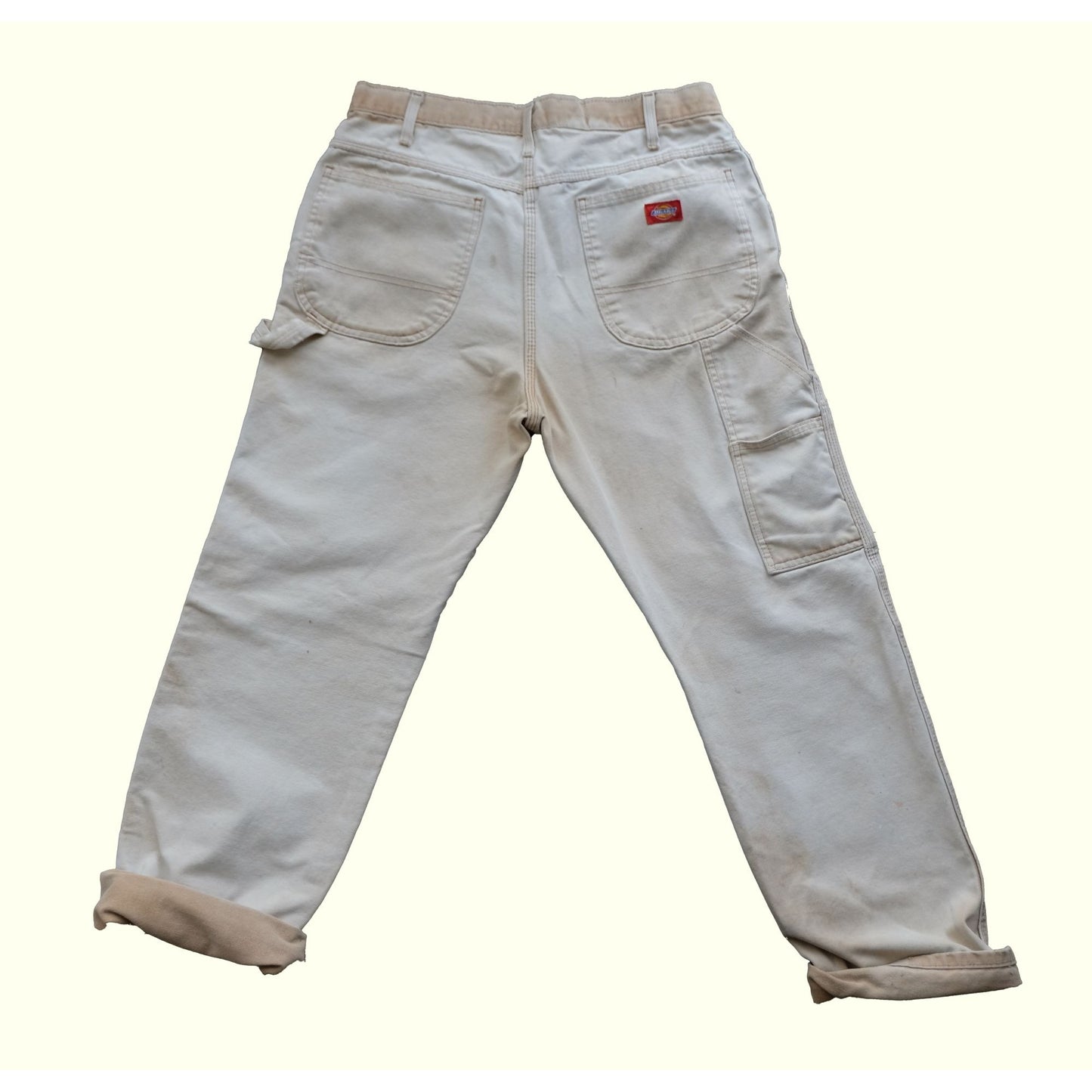 1997 VINTAGE DICKIES WORK PAINTER TAN DISTRESSED JEAN : SZ 34x30