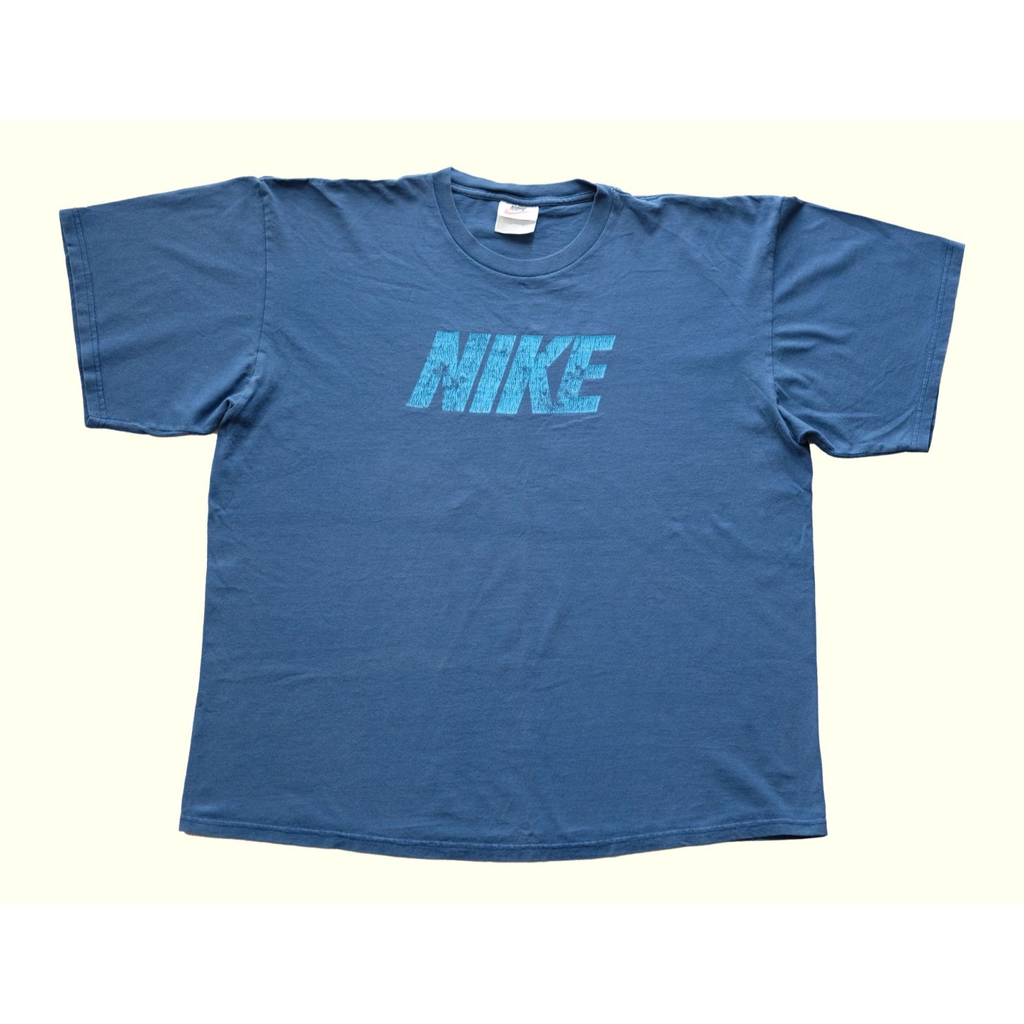 2005 2000s Y2K VINTAGE NIKE GRAPHIC SPELL OUT T SHIRT BLUE : SZ XL