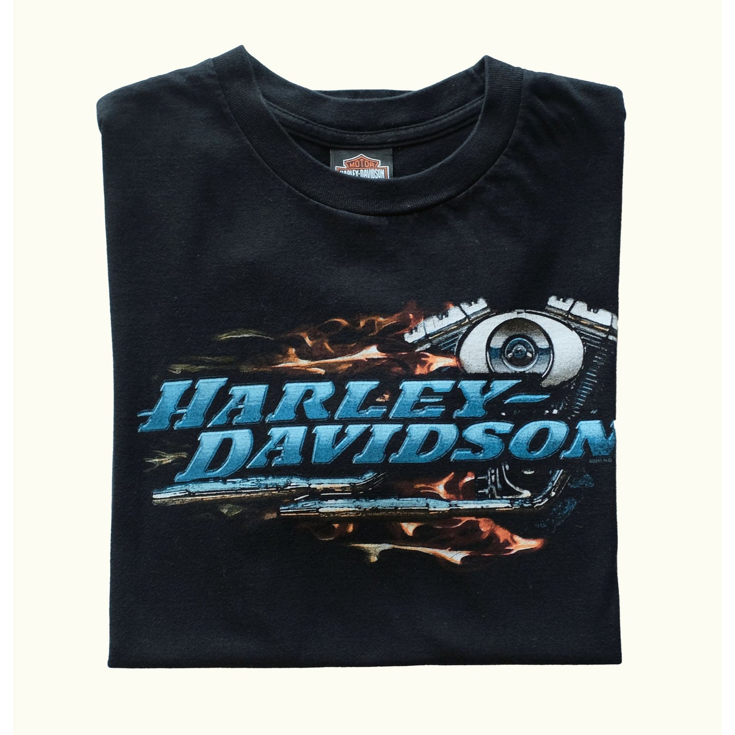 2011 Y2K VINTAGE H-D HARLEY DAVIDSON MOTORCYCLE FLAME T SHIRT BLACK : SZ L