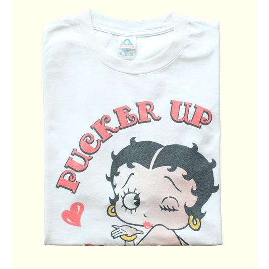 1990s 2000s USA VINTAGE BETTY BOOP 'PUCKER UP' PIN-UP T SHIRT : SZ XL