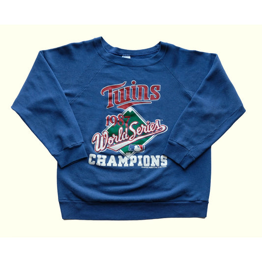 1987 VINTAGE CHAMPION CHAMPIONSHIP MINNESOTA TWINS CREWNECK : SZ L