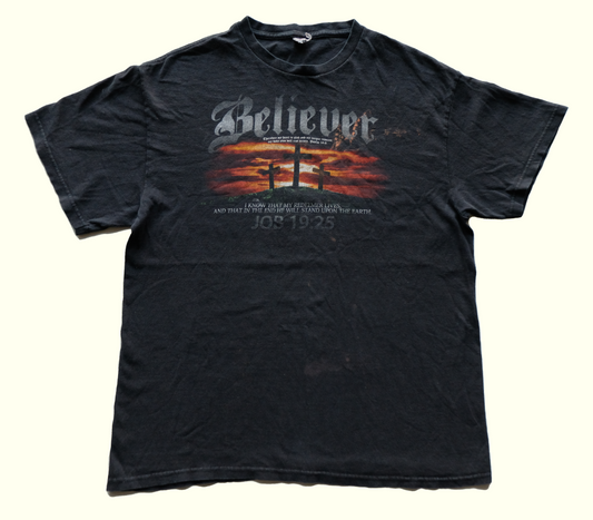 VINTAGE JESUS BELIEVER T-SHIRT : SZ L