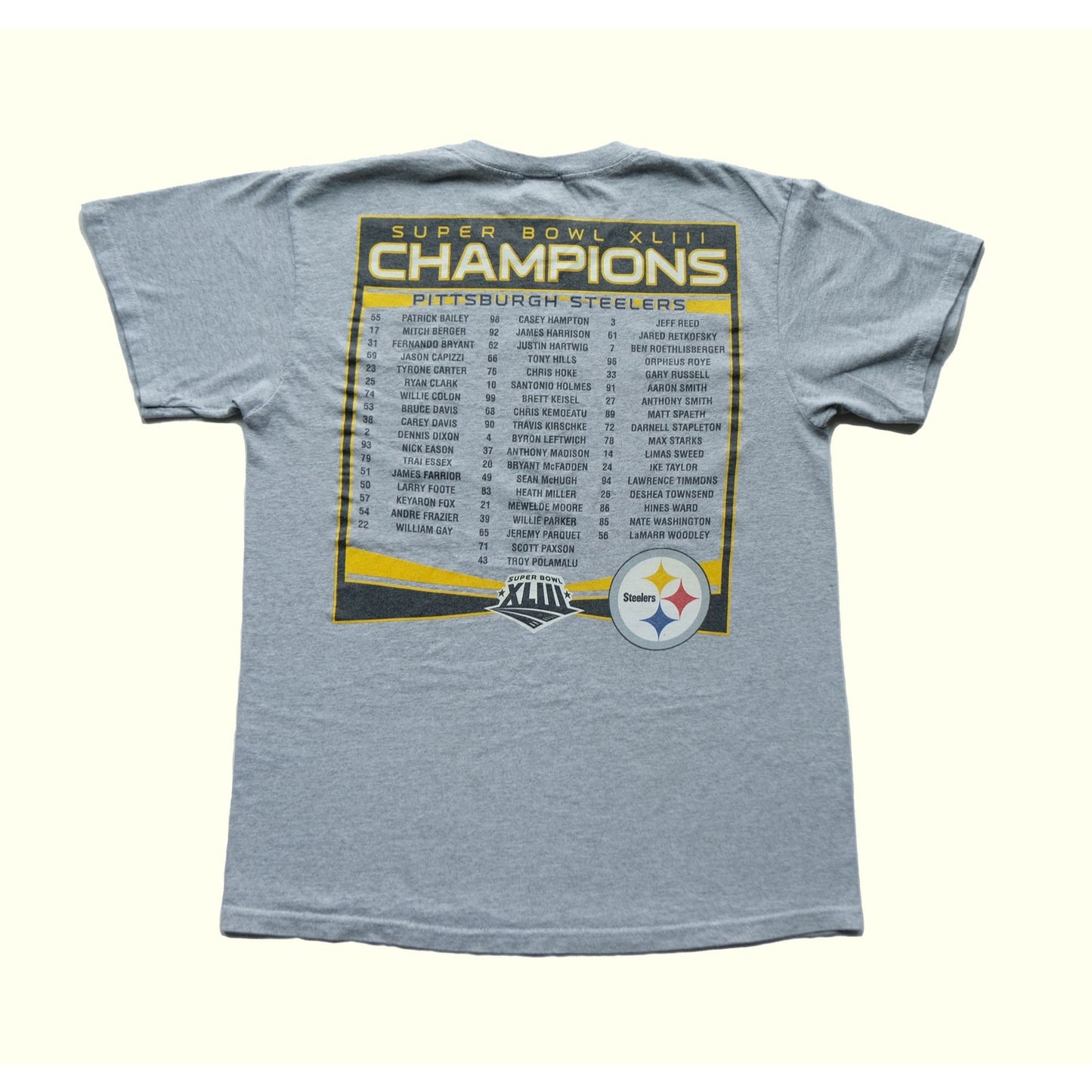 2009 VINTAGE Y2K NFL PITTSBURGH STEELERS CHAMPIONSHIP ROSTER T SHIRT : SZ M